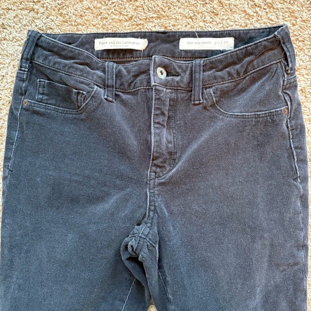 Pilcro And The Letterpress High Rise Skinny Corduroy Pants Womens 28x24 Gray - Picture 3 of 11
